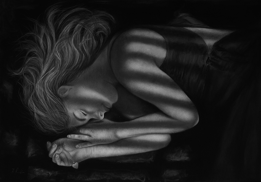 Anna Pastel Acrylic Portrait Painting Pastel acrylic portrait by New Zealand artist Karen Rankin