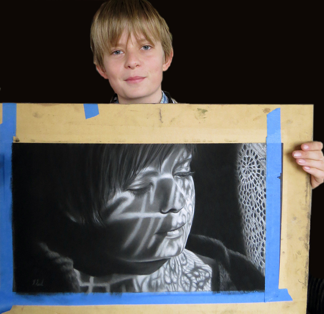 shadow light portrait by NZ artist karen neal