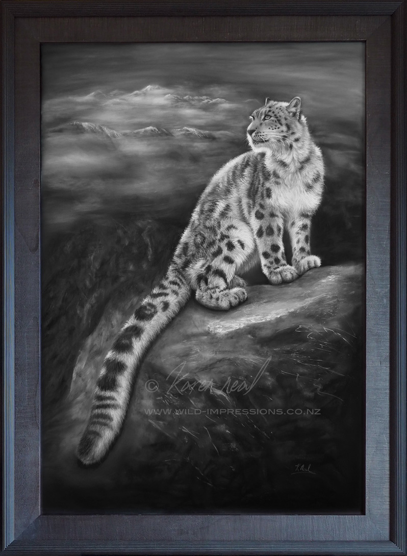 snow leopard painting pastel snow leopard painting