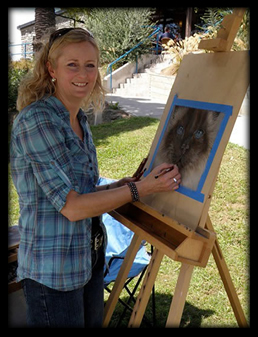 At the Marlborough Pet Expo, painting "Pippy" Pet Portrait Artist Karen Neal at the Marlborough Pet Expo, painting "Pippy"